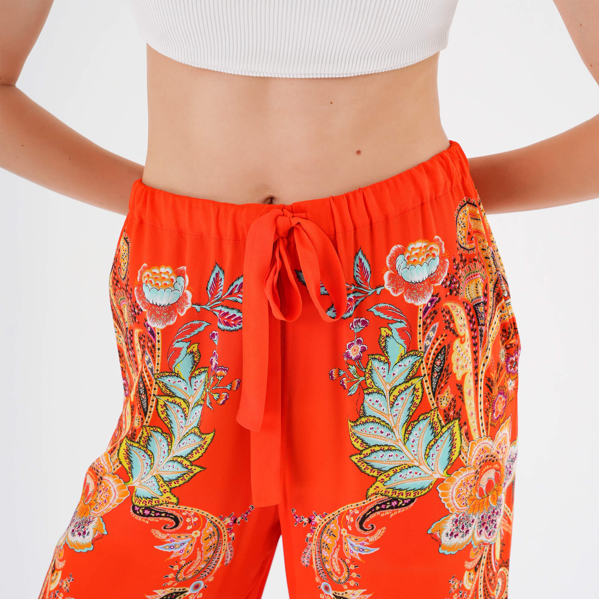 Etro - Orange & Multicolor Wide Leg Paisley Trousers IT40